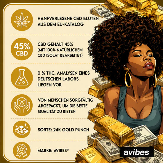 24k Gold Punch | avibes® CBD Blüten | 45% CBD