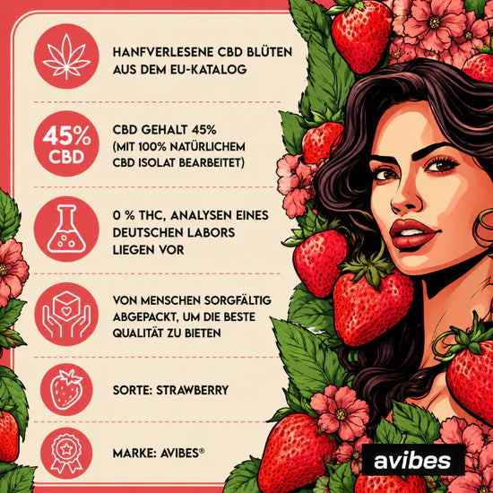 Strawberry | avibes® CBD Blüten | 45% CBD