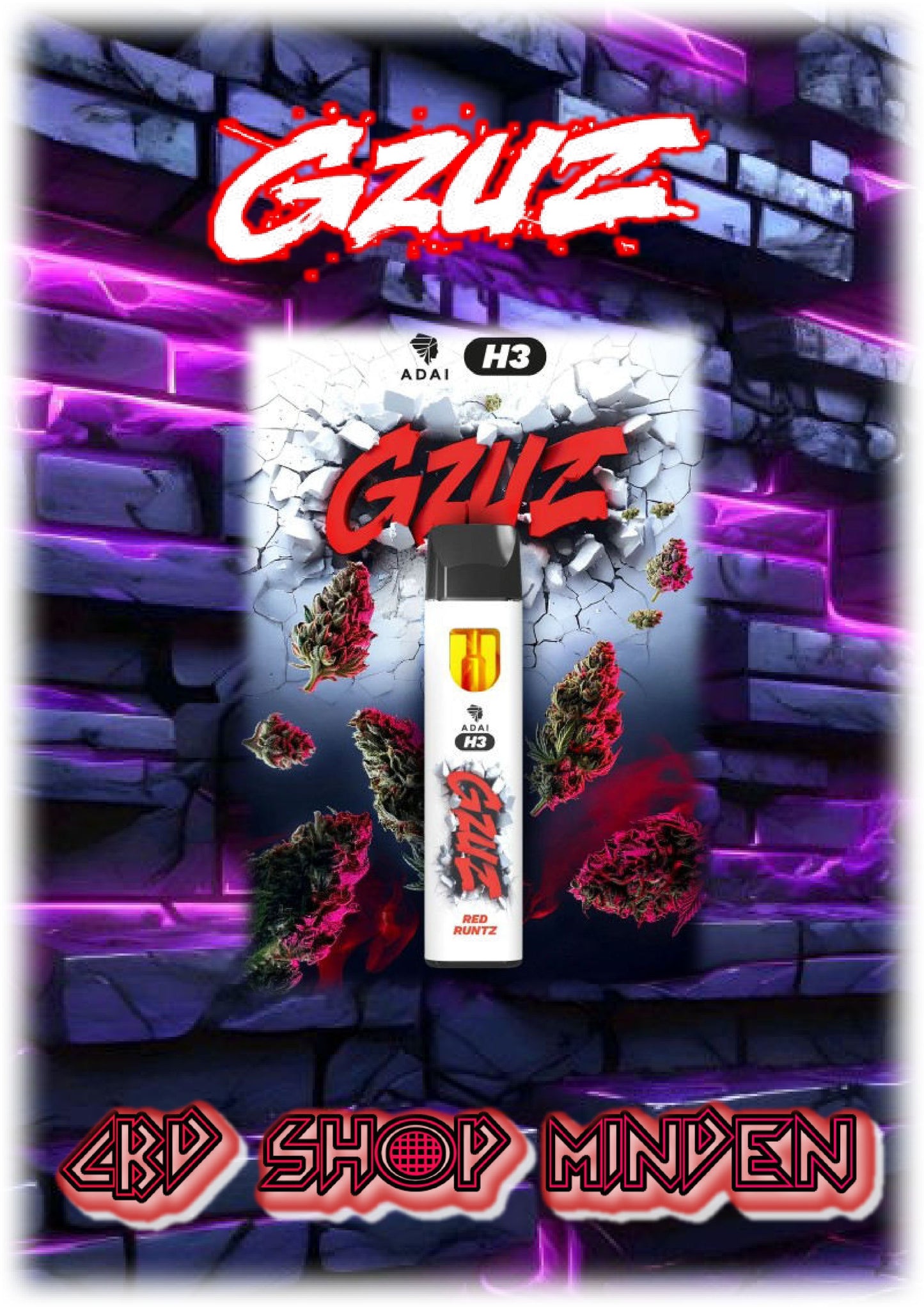Red Runtz-GZUZ H3 Superior Blend Vape V2 - 1ml