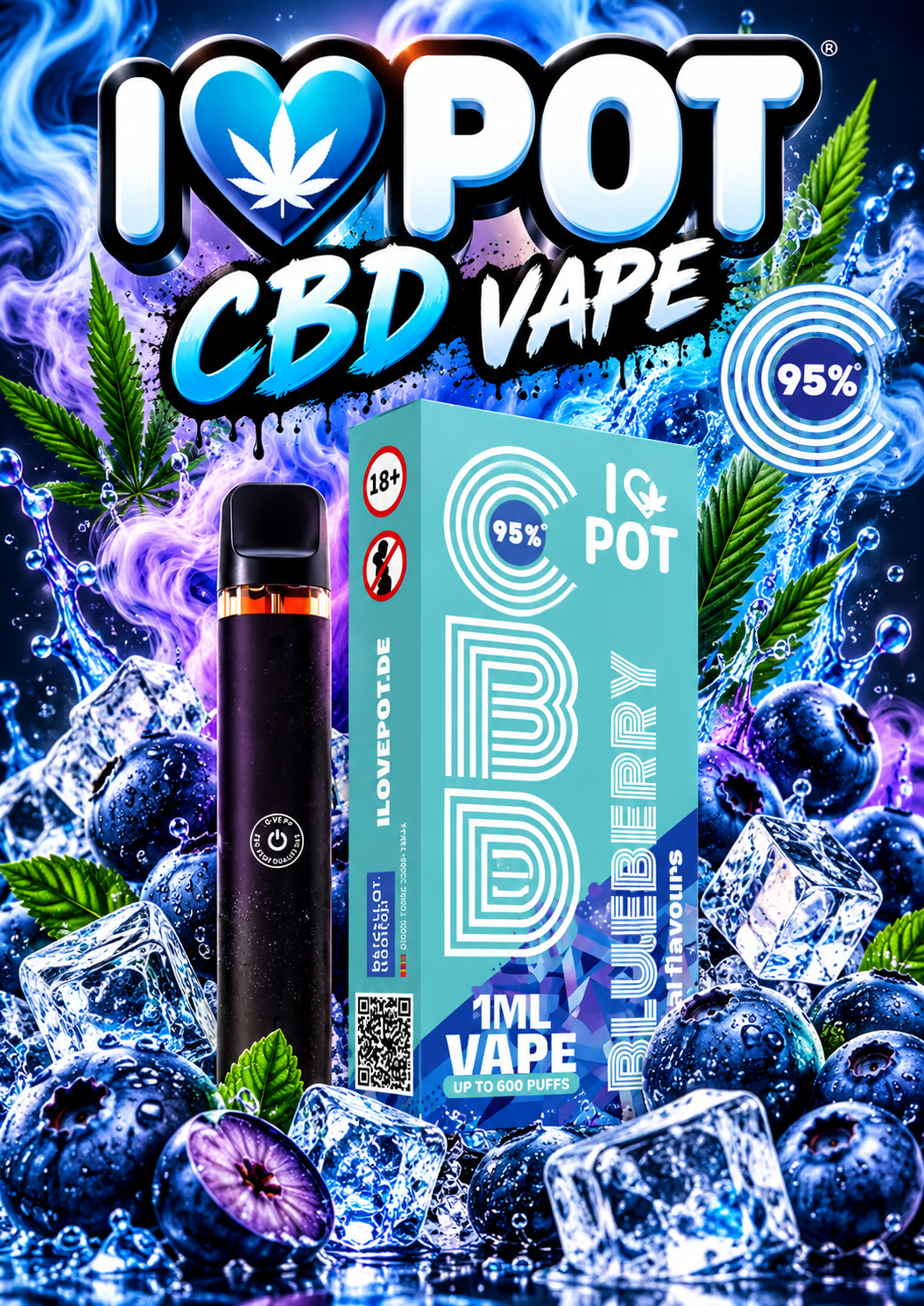 Blueberry | ILovePot CBD Vape 1ml