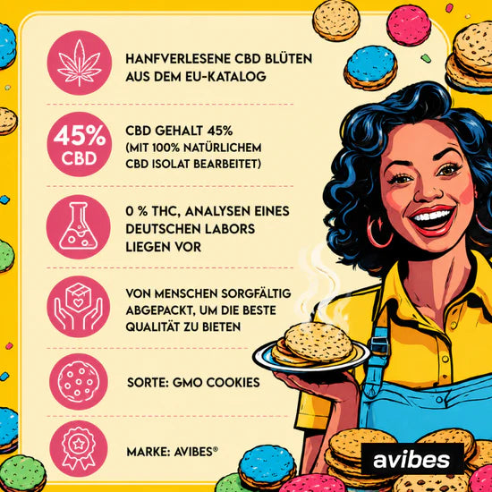 GMO Cookies | avibes® CBD Blüten | 45% CBD