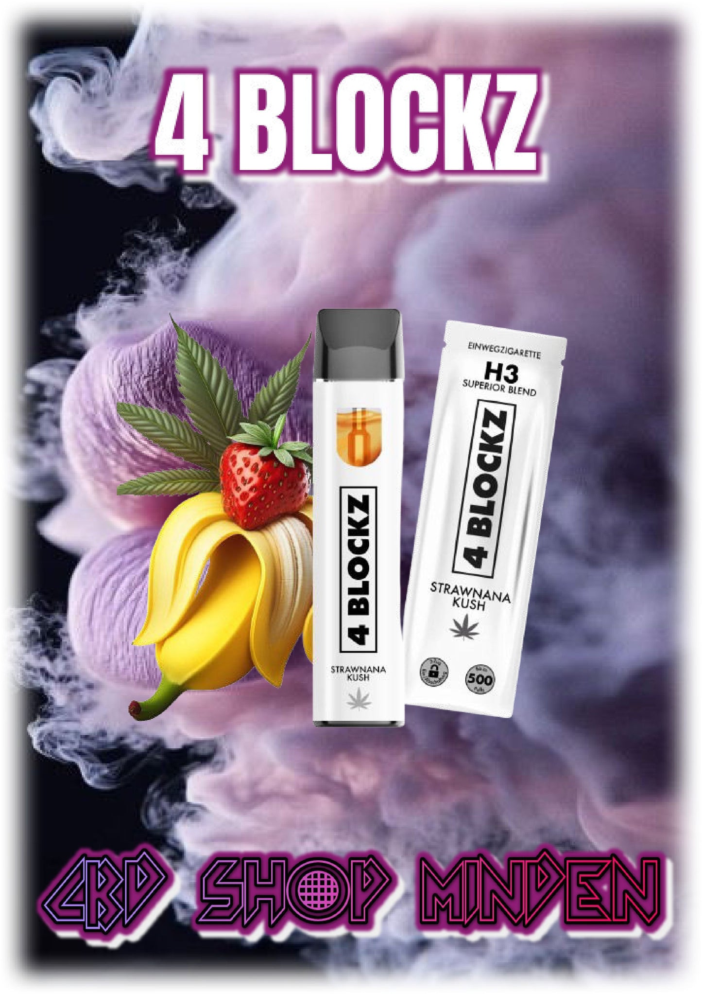 Strawnana Kush - 4 Blockz H3 Vape 1ml